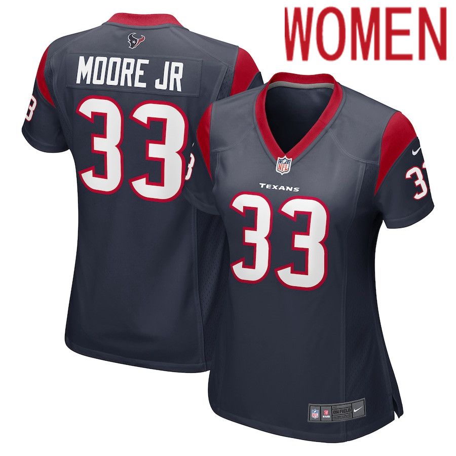Women Houston Texans #33 A.J. Moore Jr. Nike Navy Game NFL Jersey->women nfl jersey->Women Jersey